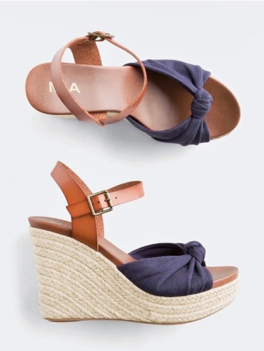 MIA Rope Knotted Wedge Rope Knotted Wedge in Blue & Brown